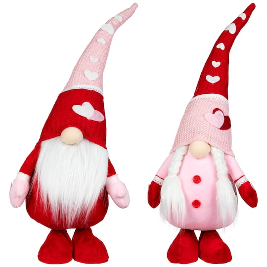 23" Gnomes with Knitted Hats Valentine's Day Decoration Set By Northlight in Pink | Michaels®
